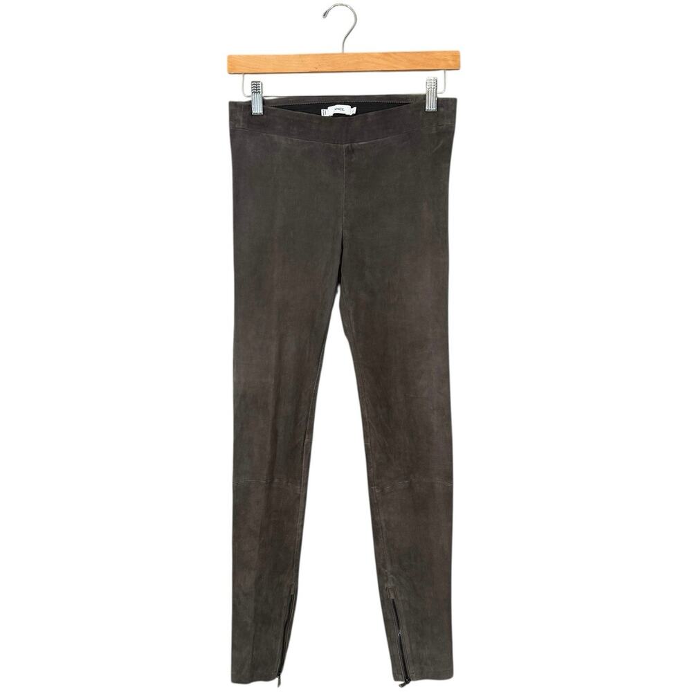 Vince Lamb Leather Suede Pants Gray Zip Ankle Skinny Luxury Small